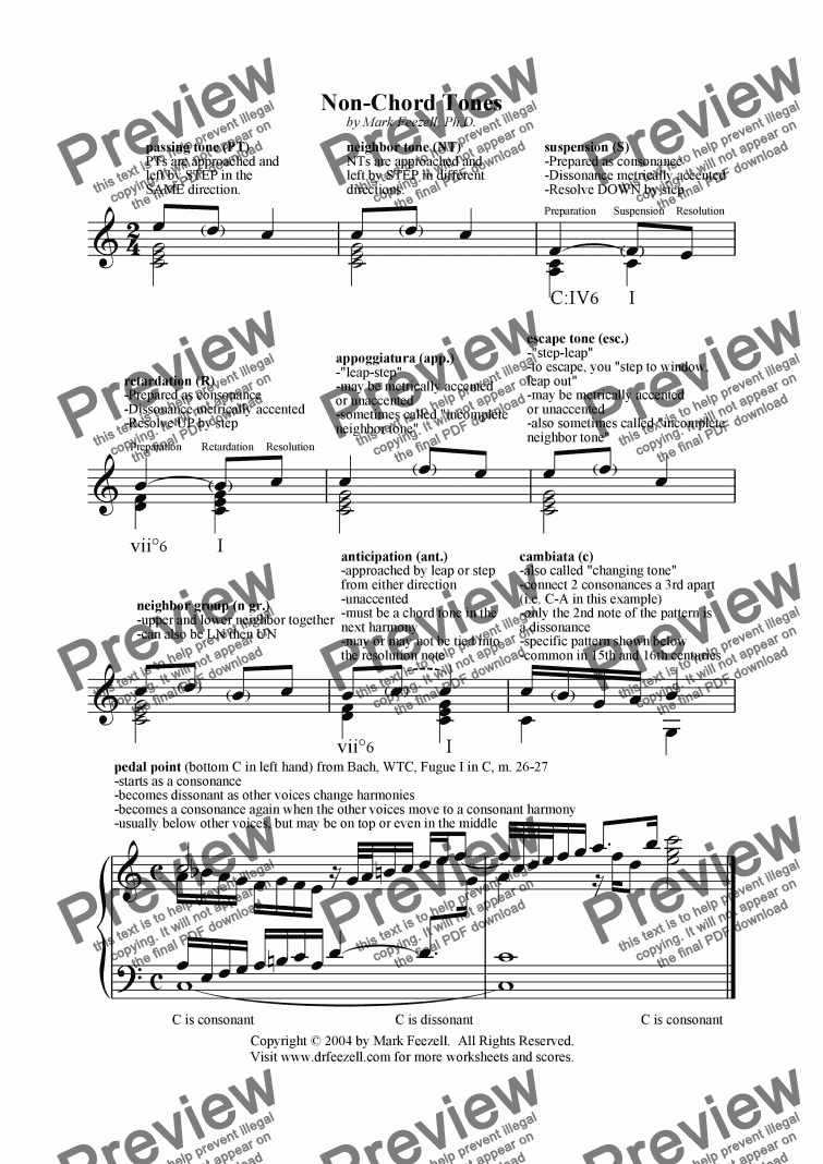 Non-chord tones handout - Download Sheet Music PDF file