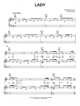 page one of Lady (Piano, Vocal & Guitar Chords (Right-Hand Melody))