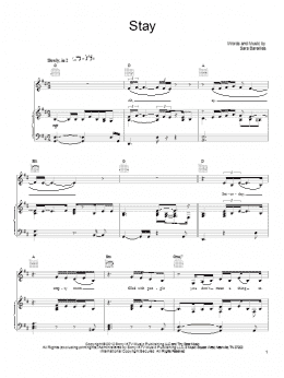 page one of Stay (Piano, Vocal & Guitar Chords (Right-Hand Melody))