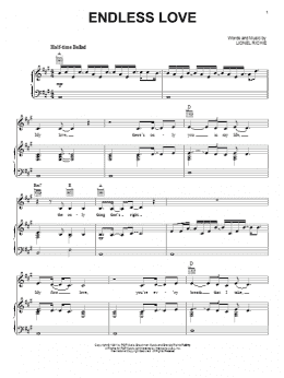 page one of Endless Love (Piano, Vocal & Guitar Chords (Right-Hand Melody))