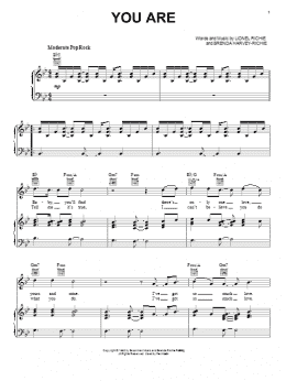 page one of You Are (Piano, Vocal & Guitar Chords (Right-Hand Melody))