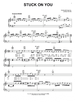 page one of Stuck On You (Piano, Vocal & Guitar Chords (Right-Hand Melody))