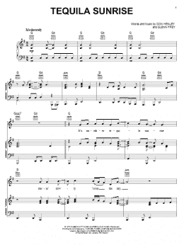 page one of Tequila Sunrise (Piano, Vocal & Guitar Chords (Right-Hand Melody))