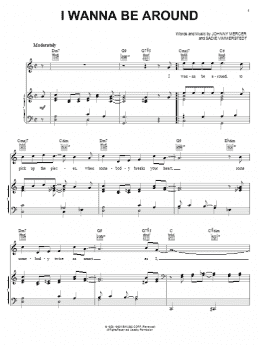 page one of I Wanna Be Around (Piano, Vocal & Guitar Chords (Right-Hand Melody))