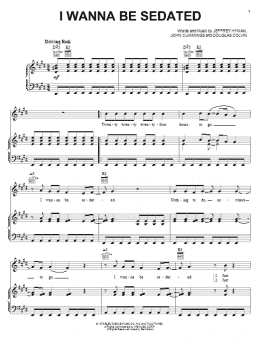 page one of I Wanna Be Sedated (Piano, Vocal & Guitar Chords (Right-Hand Melody))