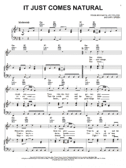 page one of It Just Comes Natural (Piano, Vocal & Guitar Chords (Right-Hand Melody))
