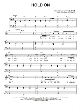 page one of Hold On (Piano & Vocal)