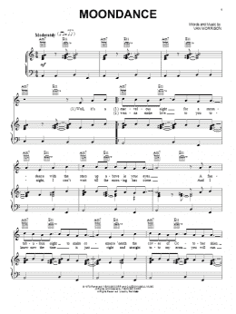 page one of Moondance (Piano, Vocal & Guitar Chords (Right-Hand Melody))