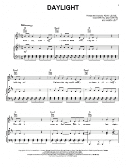 page one of Daylight (Piano, Vocal & Guitar Chords (Right-Hand Melody))