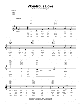 page one of Wondrous Love (Ukulele)