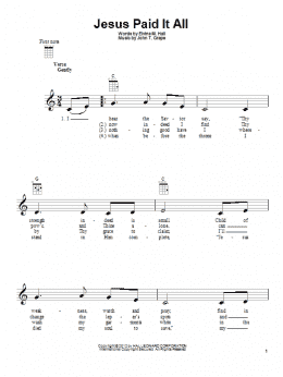 page one of Jesus Paid It All (Ukulele)