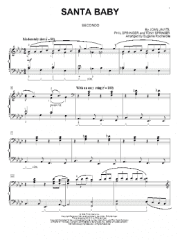 page one of Santa Baby (Piano Duet)