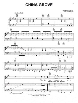 page one of China Grove (Piano, Vocal & Guitar Chords (Right-Hand Melody))