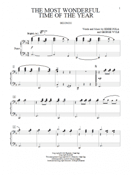 page one of The Most Wonderful Time Of The Year (Piano Duet)