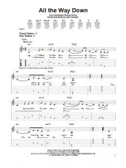 page one of All The Way Down (Easy Guitar Tab)