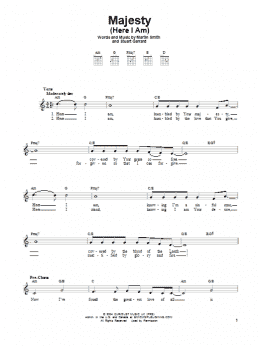 page one of Majesty (Here I Am) (Easy Guitar)