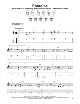 page one of Paradise (Easy Guitar Tab)