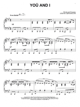 page one of You And I (Piano Solo)