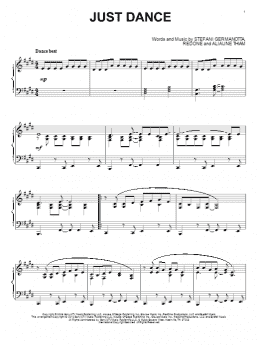 page one of Just Dance (Piano Solo)