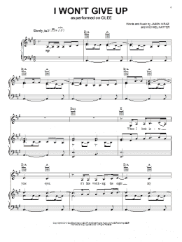 page one of I Won't Give Up (Piano, Vocal & Guitar Chords (Right-Hand Melody))