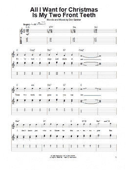 page one of All I Want For Christmas Is My Two Front Teeth (Guitar Tab (Single Guitar))