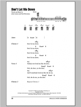 page one of Don't Let Me Down (Ukulele Chords/Lyrics)