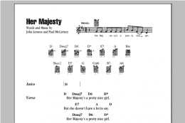 page one of Her Majesty (Ukulele Chords/Lyrics)