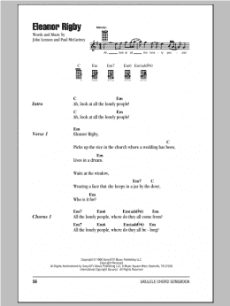 page one of Eleanor Rigby (Ukulele Chords/Lyrics)