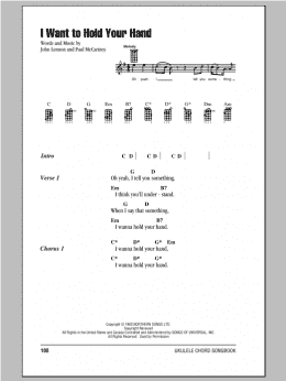 page one of I Want To Hold Your Hand (Ukulele Chords/Lyrics)