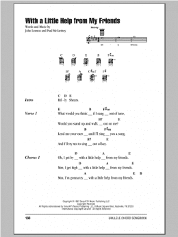 page one of With A Little Help From My Friends (Ukulele Chords/Lyrics)