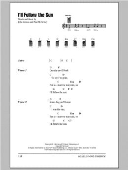 page one of I'll Follow The Sun (Ukulele Chords/Lyrics)