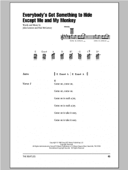 page one of Everybody's Got Something To Hide Except Me And My Monkey (Ukulele Chords/Lyrics)