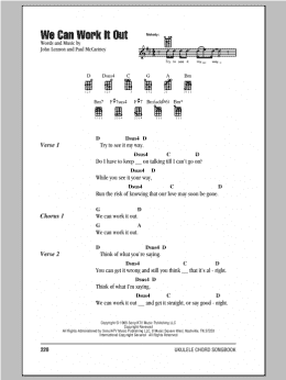 page one of We Can Work It Out (Ukulele Chords/Lyrics)