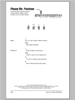 page one of Please Mr. Postman (Ukulele Chords/Lyrics)