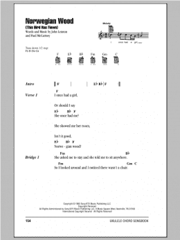 page one of Norwegian Wood (This Bird Has Flown) (Ukulele Chords/Lyrics)