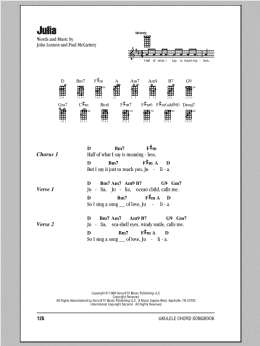 page one of Julia (Ukulele Chords/Lyrics)