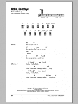 page one of Hello, Goodbye (Ukulele Chords/Lyrics)