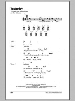 page one of Yesterday (Ukulele Chords/Lyrics)