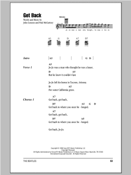 page one of Get Back (Ukulele Chords/Lyrics)