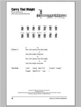 page one of Carry That Weight (Ukulele Chords/Lyrics)