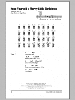 page one of Have Yourself A Merry Little Christmas (Ukulele Chords/Lyrics)