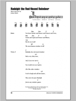 page one of Rudolph The Red-Nosed Reindeer (Ukulele Chords/Lyrics)