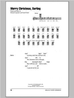 page one of Merry Christmas, Darling (Ukulele Chords/Lyrics)