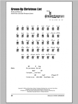 page one of Grown-Up Christmas List (Ukulele Chords/Lyrics)