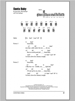 page one of Santa Baby (Ukulele Chords/Lyrics)