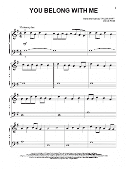 page one of You Belong With Me (Beginning Piano Solo)