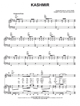 page one of Kashmir (Piano, Vocal & Guitar Chords (Right-Hand Melody))