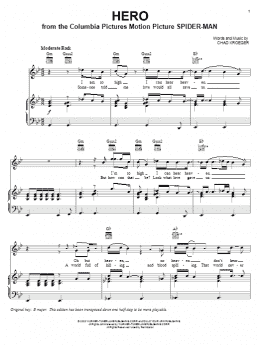 page one of Hero (Piano, Vocal & Guitar Chords (Right-Hand Melody))