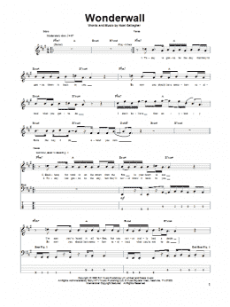 page one of Wonderwall (Bass Guitar Tab)