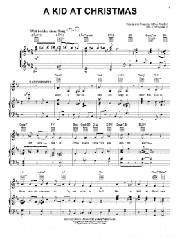 page one of A Kid At Christmas (Piano, Vocal & Guitar Chords (Right-Hand Melody))